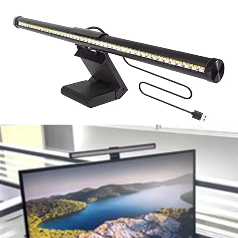 A04G-LED Desk Lamp With Dimming-Eye Caring Monitor Light Bar:Flat/Curved Screen Compatible For Home/Office/Study/Gaming