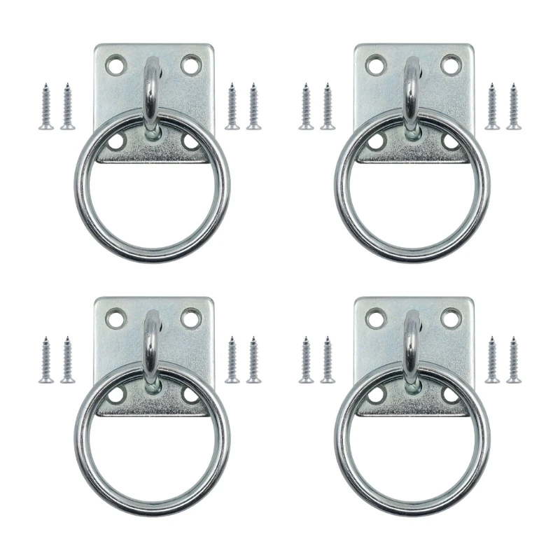 Pad Eye Hardware 4 Pack with Plate Mount Design and Screws Set