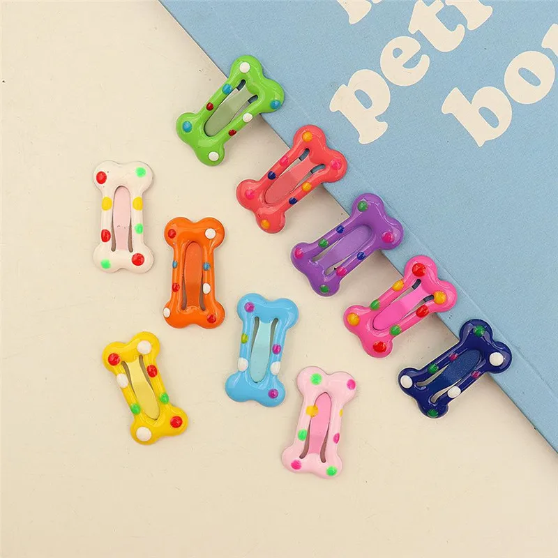 5/10/20pcs Dog Hair Clips Multicolor Barrettes Small Bone Snap Hair Clips for Dog Cat Pet Grooming Bows Pet Hair Accessories
