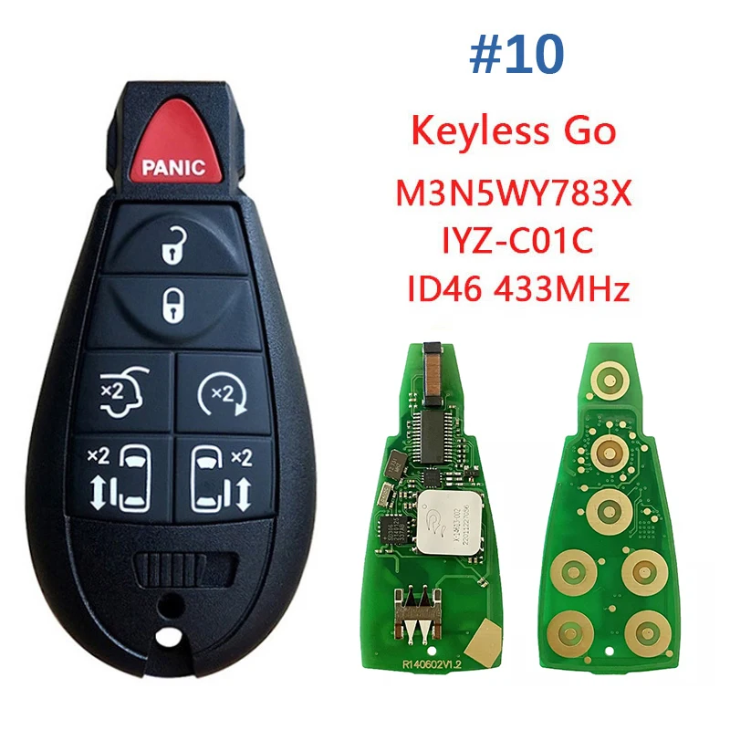 

CN015100 Aftermarket 7 Button Smart Keyless Key For Chrysler Dodge Caravan 2011-2019 Remote Fobik PN 5026591AK FCCID IYZ-C01C