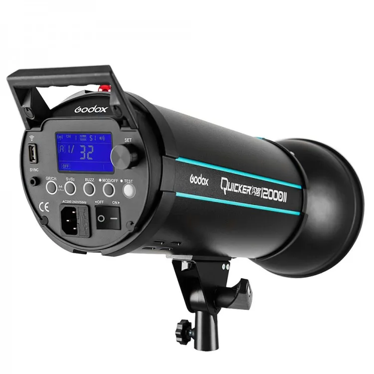 Quicker1200DII 1200W Studio Flash Strobe Light 5600K+_200K With Large LCD Screen QD1200/220V