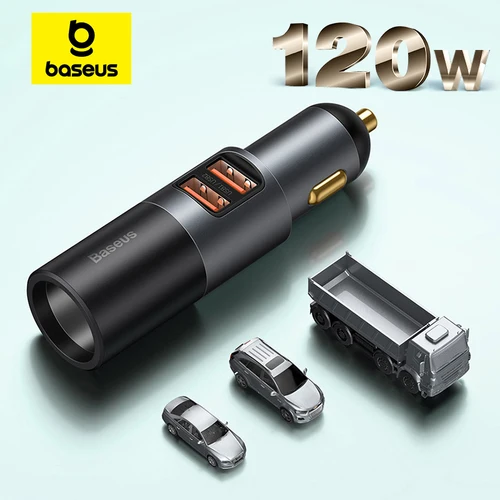 Baseus 120W divisor de coche QC4.0 3,0 PD PPS enchufe de encendedor de cigarrillos USB Dual tipo C adaptador de cargador de coche rápido para iPhone Xiaomi