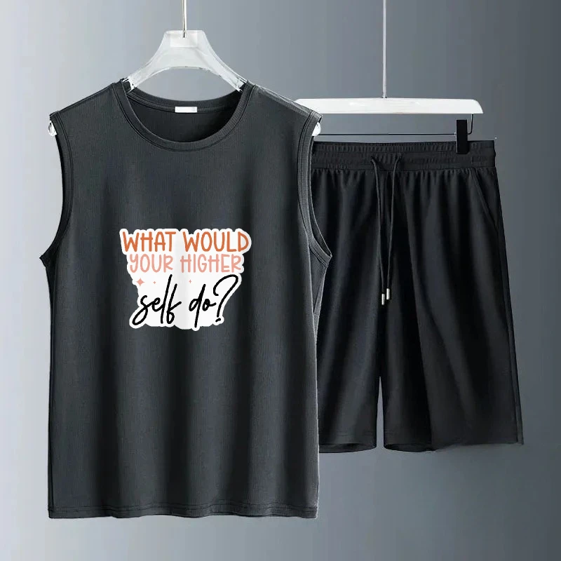 

2025 summer Thin Men's Vest Casual Sportswear Breathable Quick Dry Wear Fashion Sports T-shirts+shorts sets tracksuits tracksuit