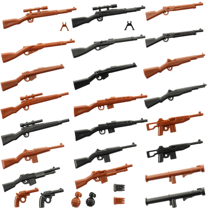 WW2 arme militaire Kar98k Rilfe accessoires blocs de construction soldats de l'armée figurines multicolore FG42 mitrailleuse partie briques jouets