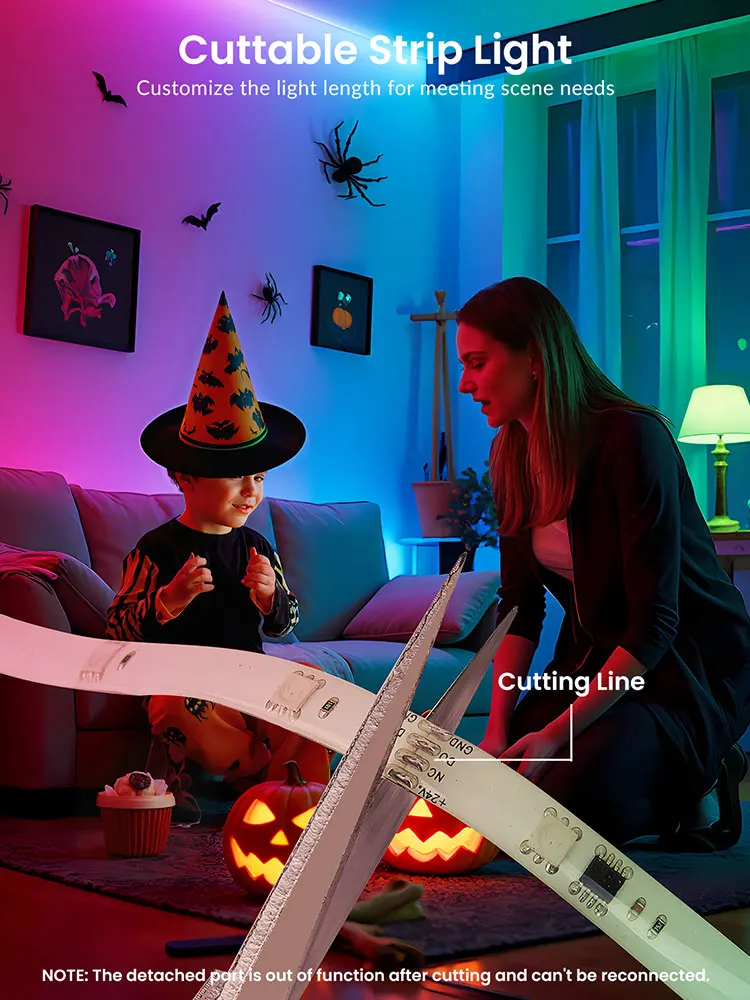 LED-Leuchten für Schlafzimmer, RGB-Smart-Bluetooth-LED-Streifen mit Musik-Synchronisierungs-App, Fernbedienung, Farbwechsel für Gaming-Dekoration