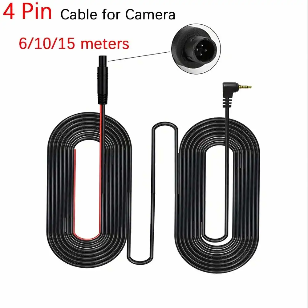 

6/10/15Meters Dash Cam Cable Extension Cable Line Rear View 4 Pin AV-in Cable Camera Car DC12V Auto Electronics Accessories