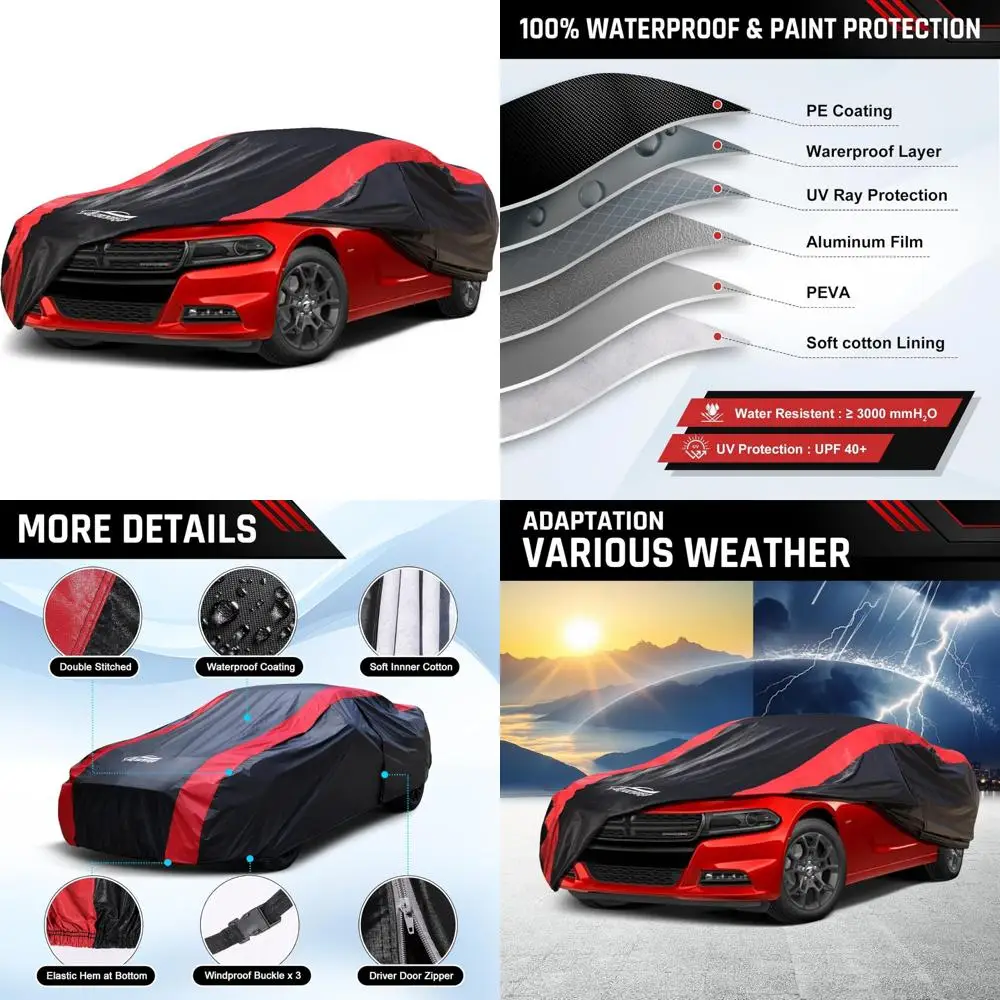 

Изготовленный на заказ водонепроницаемый всепогодный автомобильный чехол с хлопковой подкладкой для моделей 2006-2025 лет, идеально подходит для купе, защита от дождя