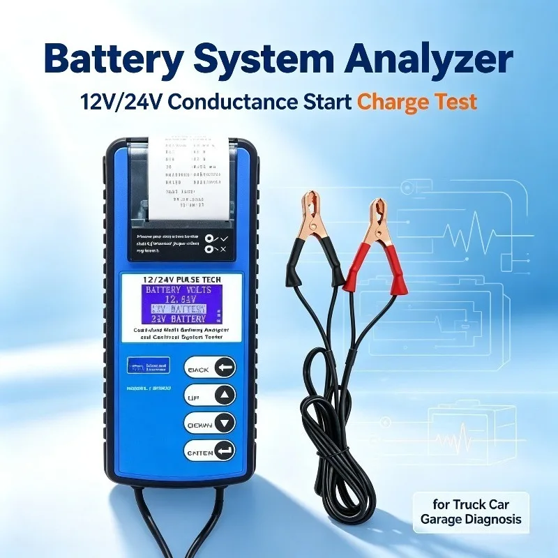 12V/24V Battery System Analyzer, Conductance-Based Microcomputer Tester for Starting Charging and Generator Diagnosis