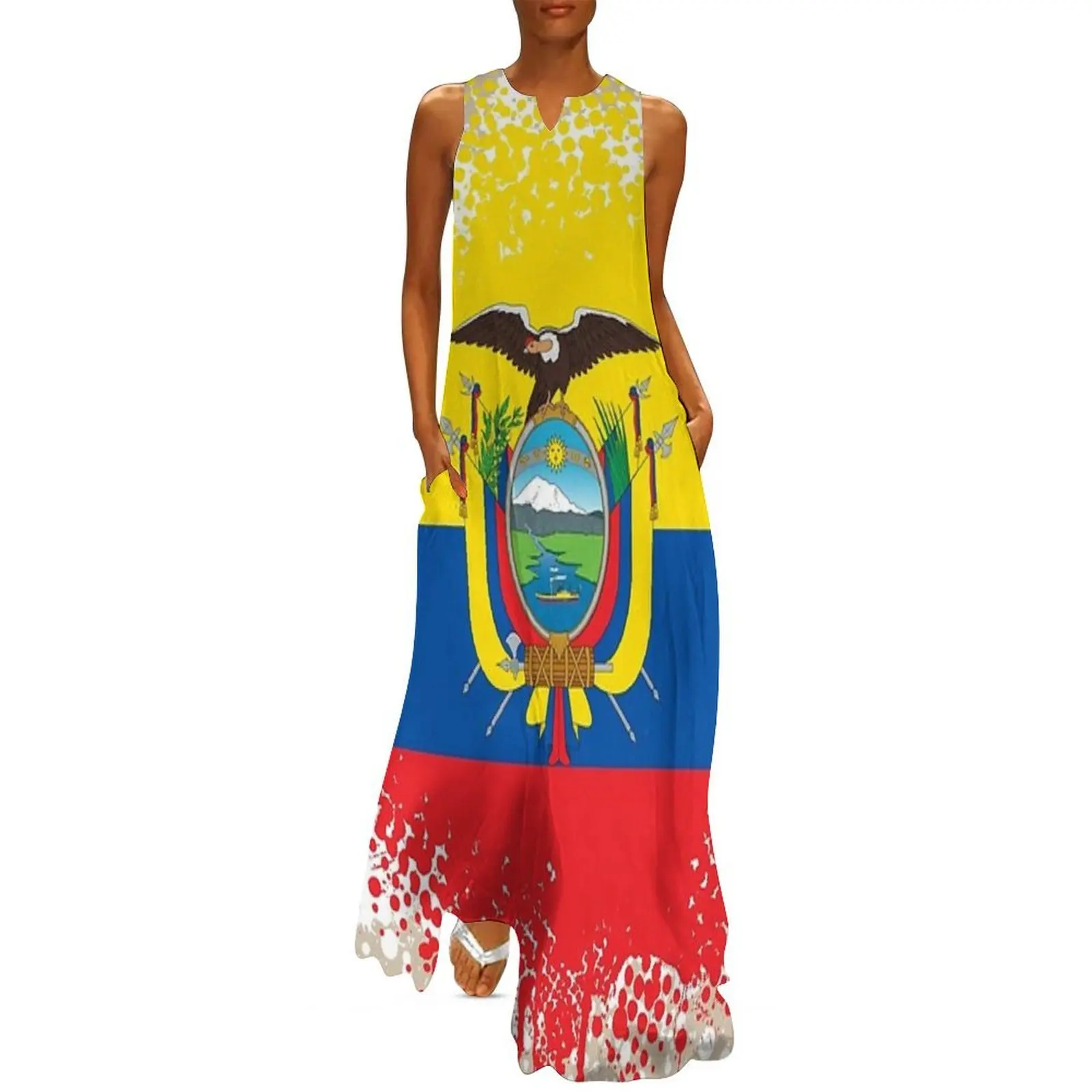 

Flag of Ecuador - Splat Long Dress elegant evening dresses for women 2025 Clothing women's dresses luxury dresses for woman