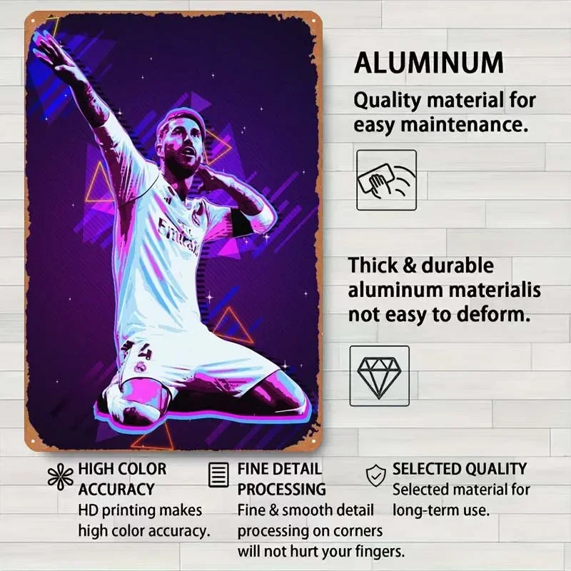 Sergio Ramos Sign Sport Metal Poster Coffee Bar Vintage Metal Tin Sign Plaque for Wall Art Decoration Bathroom Decor Man Cave