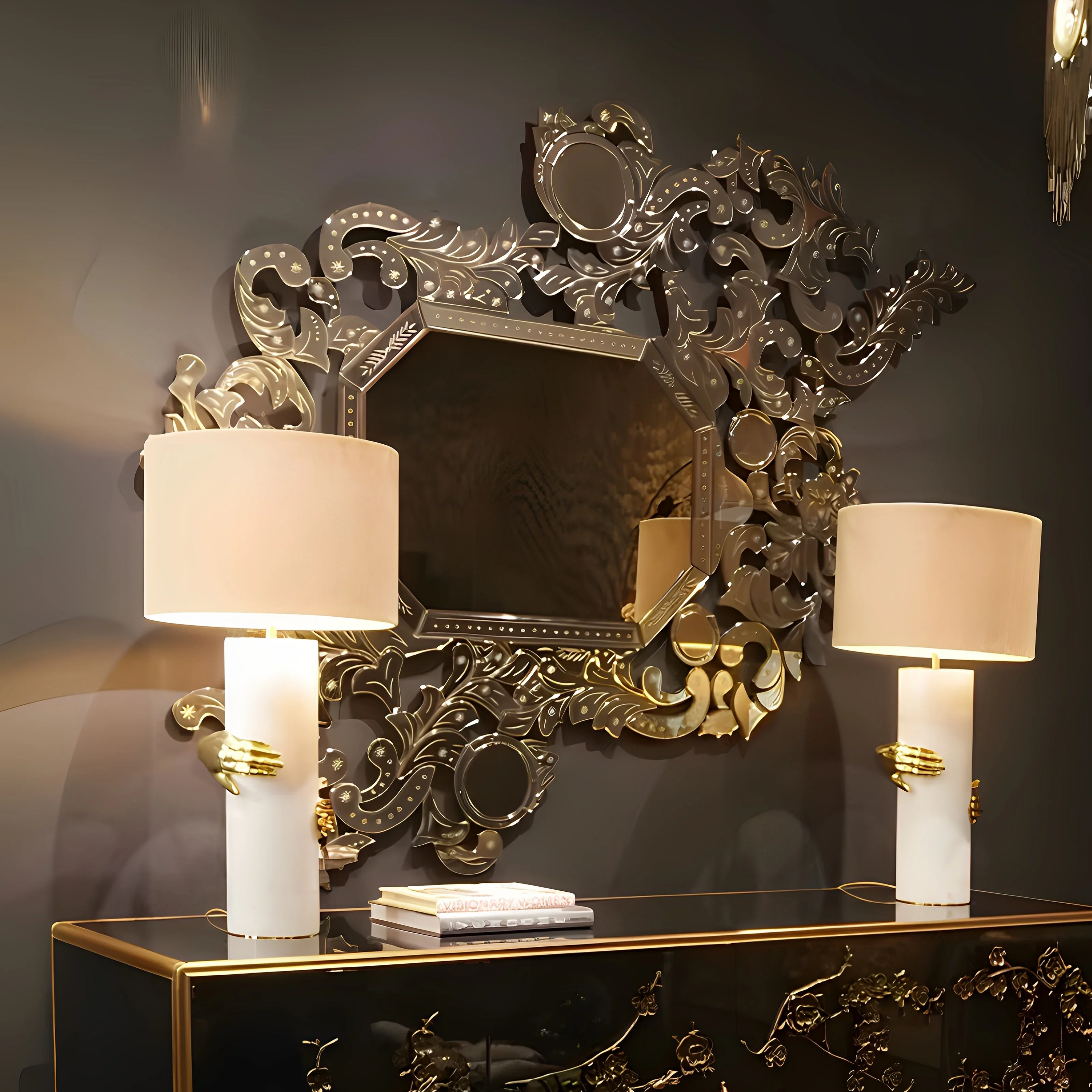 Organic Mirror Wall Handicraft Mirrors for Room Miroir Decoration Decorations Item Hand Mirror Portable Lamp At Home Decor