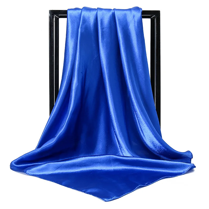 Foulard Carré Solide de 90x90cm pour Femme et Fille, Faux Bijoux Imités, Élégant, Floral, pour la Tête, le Cou et les Cheveux