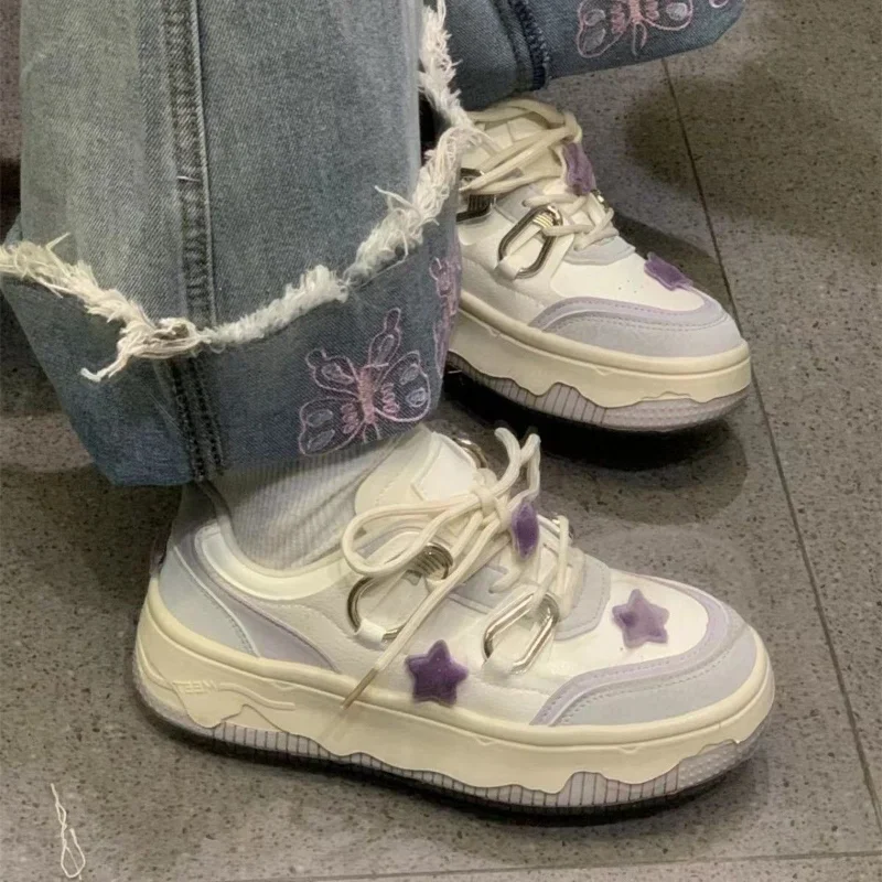 Purple Platform Sneakers Women Kawaii Shoes Casual Vintage Sports Tennis Female Flats Korean Cute Vulcanize Footwear