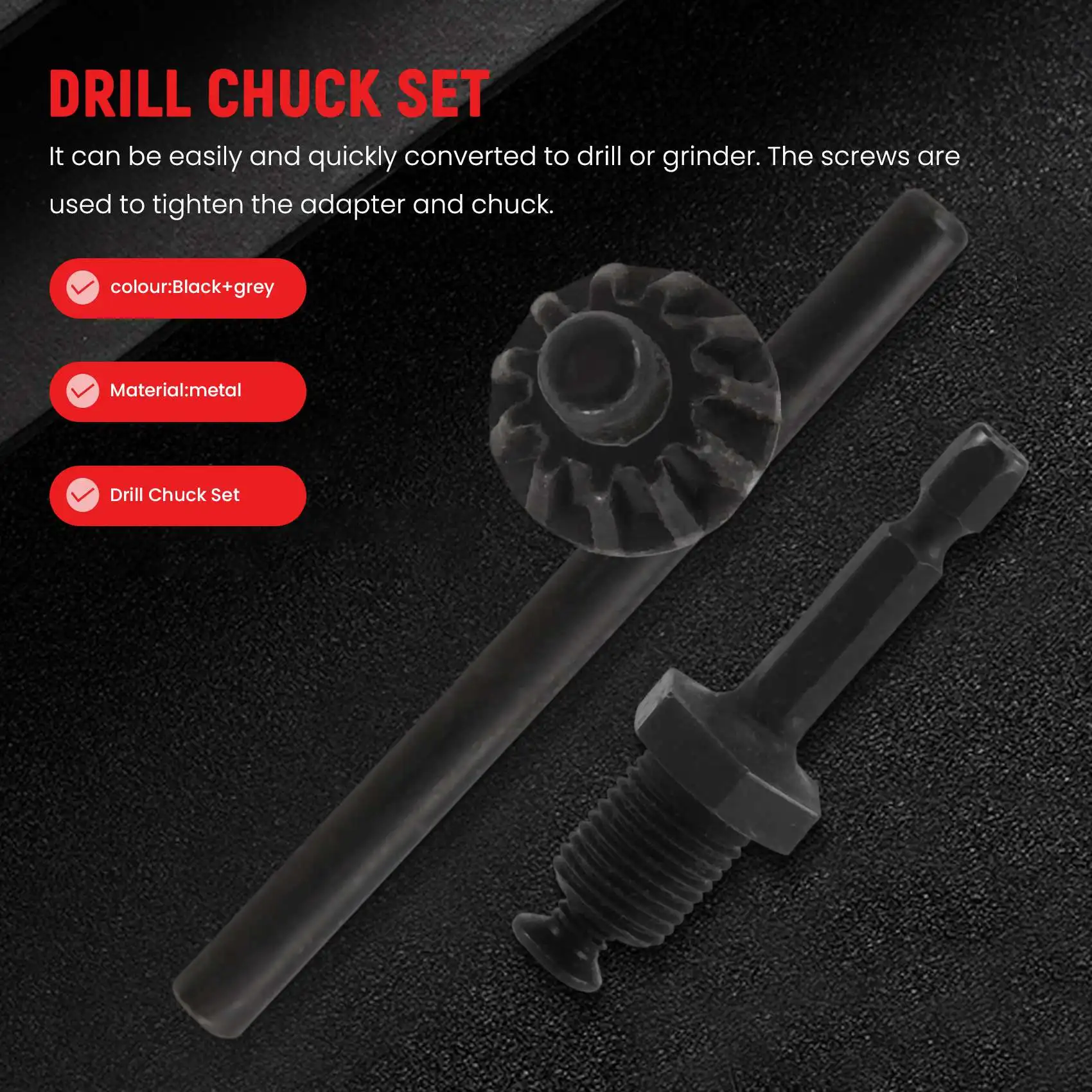 A62Z 3-16mm Drill Chuck Converter 1/2Inch- 20UNF Thread Quick Change Adapter SDS-Plus 1/4Inch Hex Shank 1/2Inch Socket