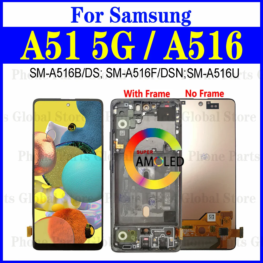 AMOLED A516 LCD With Frame For Samsung Galaxy A51 5G LCD Display Screen SM-A516B/DS SM-A516F/DSN LCD Touch Digitizer Assembly