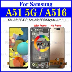 AMOLED A516 LCD With Frame For Samsung Galaxy A51 5G LCD Display Screen SM-A516B/DS SM-A516F/DSN LCD Touch Digitizer Assembly