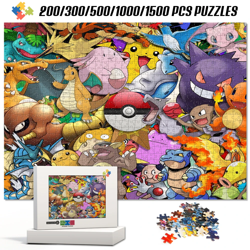 1000ピース-ポケモン-オールモンスターズ-パズル-コラージュ背景-密接に繋がる防水木製ストレス解消ホビーゲーム-大人向け