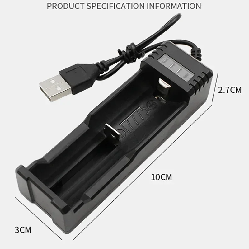 Pengisi daya baterai Lithium Universal, pengisi daya baterai Lithium isi ulang cepat Universal USB 18650 1 Slot 14500 untuk 16650 14650 18500