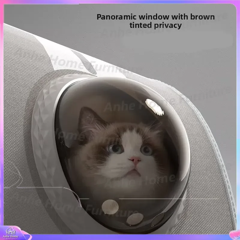 White Cartoon Rabbit Pet Carrier Bag Hard Shell Breathable Cat Travel Backpack with Top Handle Large Transparent Window for
