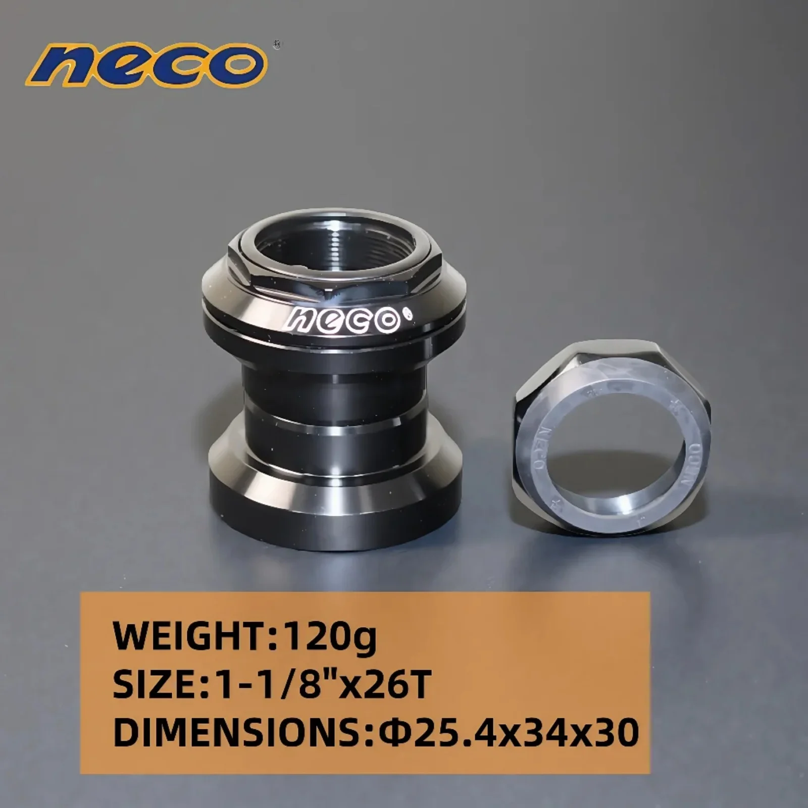

Neco Bicycle External Cup Threaded Headsets 1-1/8" 26T Aluminum Alloy Dual Sealed Cartridge Bearings 25.4/34/30mm Bike Headset