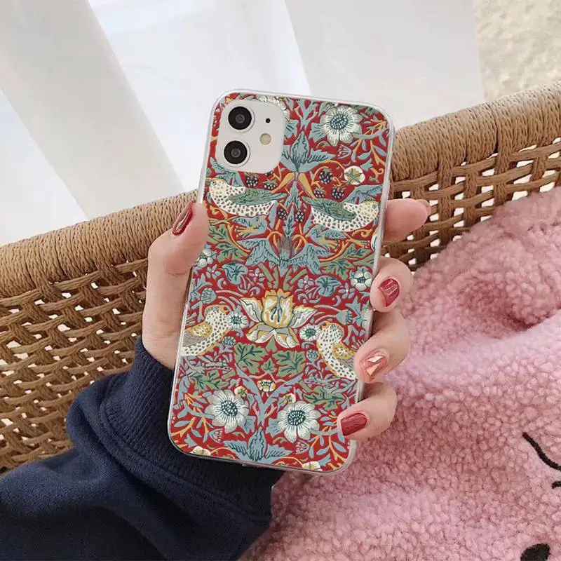 MaiYaCa William Morris Strawberry Thief Design Phone Case for iPhone 11 12 13 mini pro XS MAX 8 7 6 6S Plus X 5S SE 2020 XR case