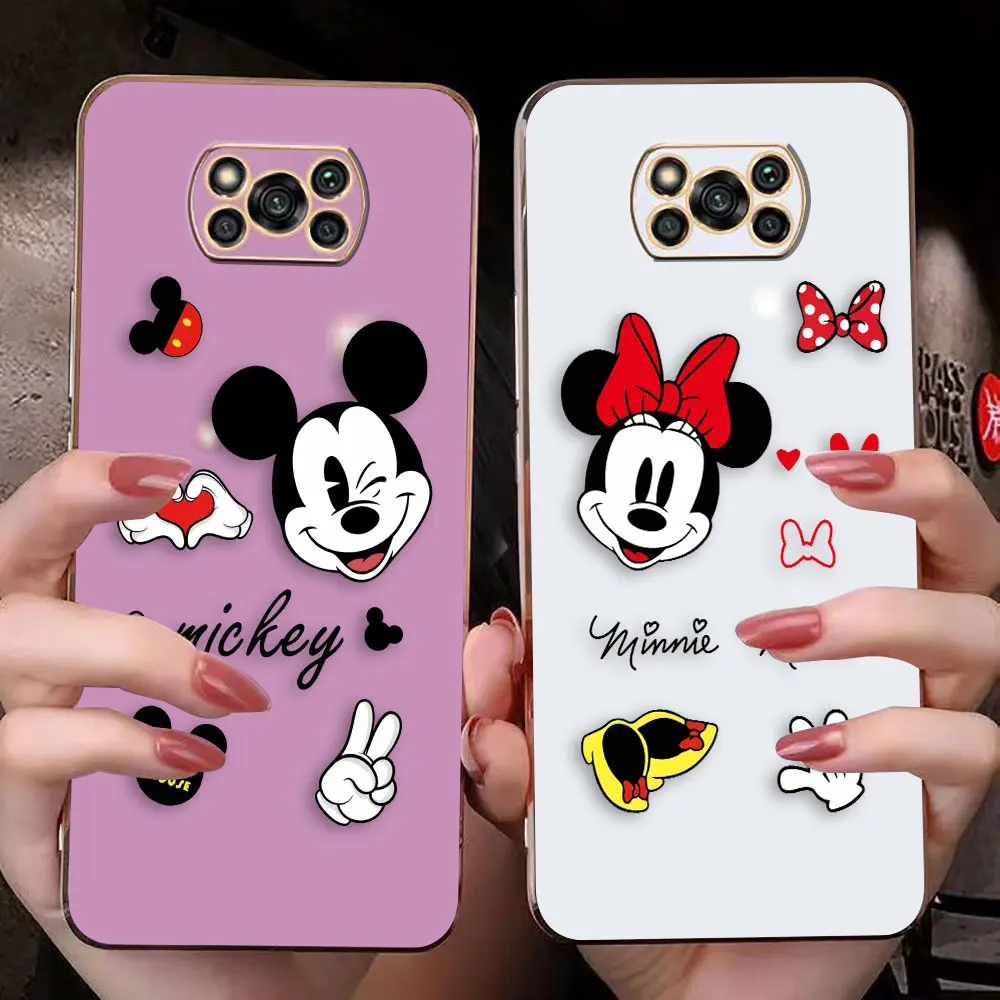 Cover Smooth E-TPU Phone Case For Xiaomi POCO F1 F2 F3 F4 F5 M2 M3 M4 M5 GT NFC C40 PRO 4G 5G Case Cute M-Mickey M-Minnie Mouse