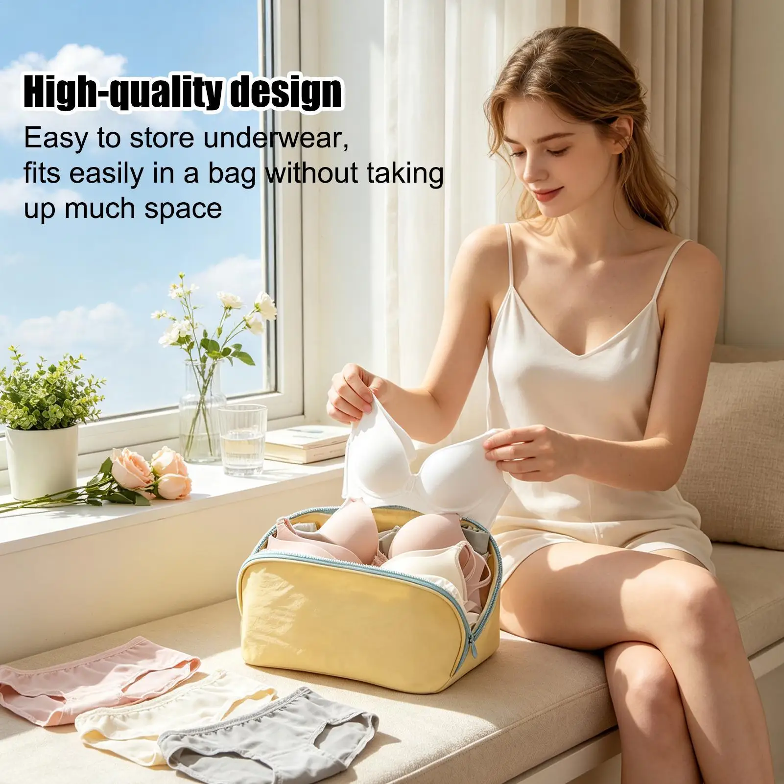 Underwear Storage Bag Bra Lingerie Travel Pouch Portable Closet Drawer Organizer Breathable Fabric for Suitcase Dorm Apartment view 4
