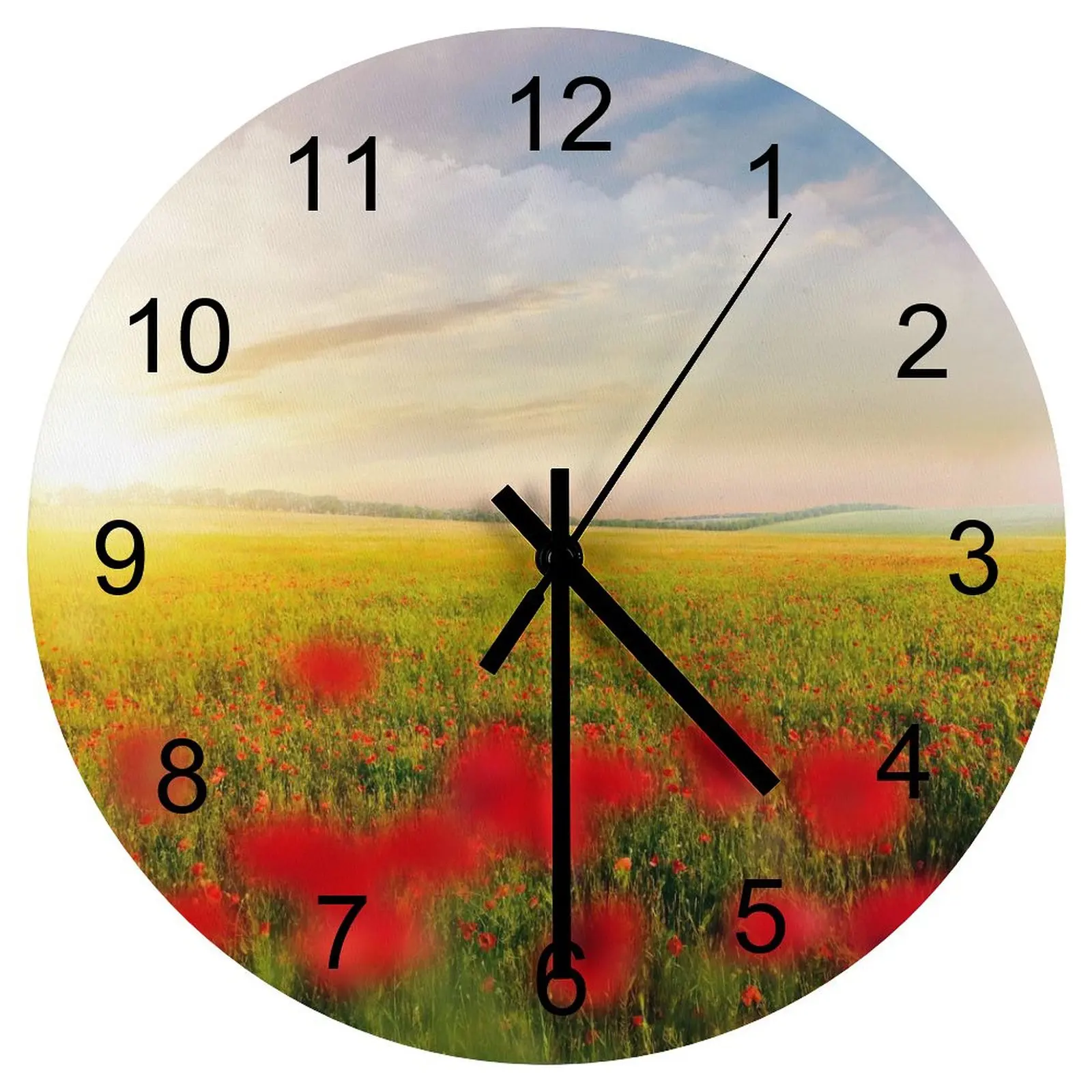 

Kitchen Wall Clock Shimmering Flowers Nature Clocks 12 inch Silent Fashion Round Durable Printed Design Nordic