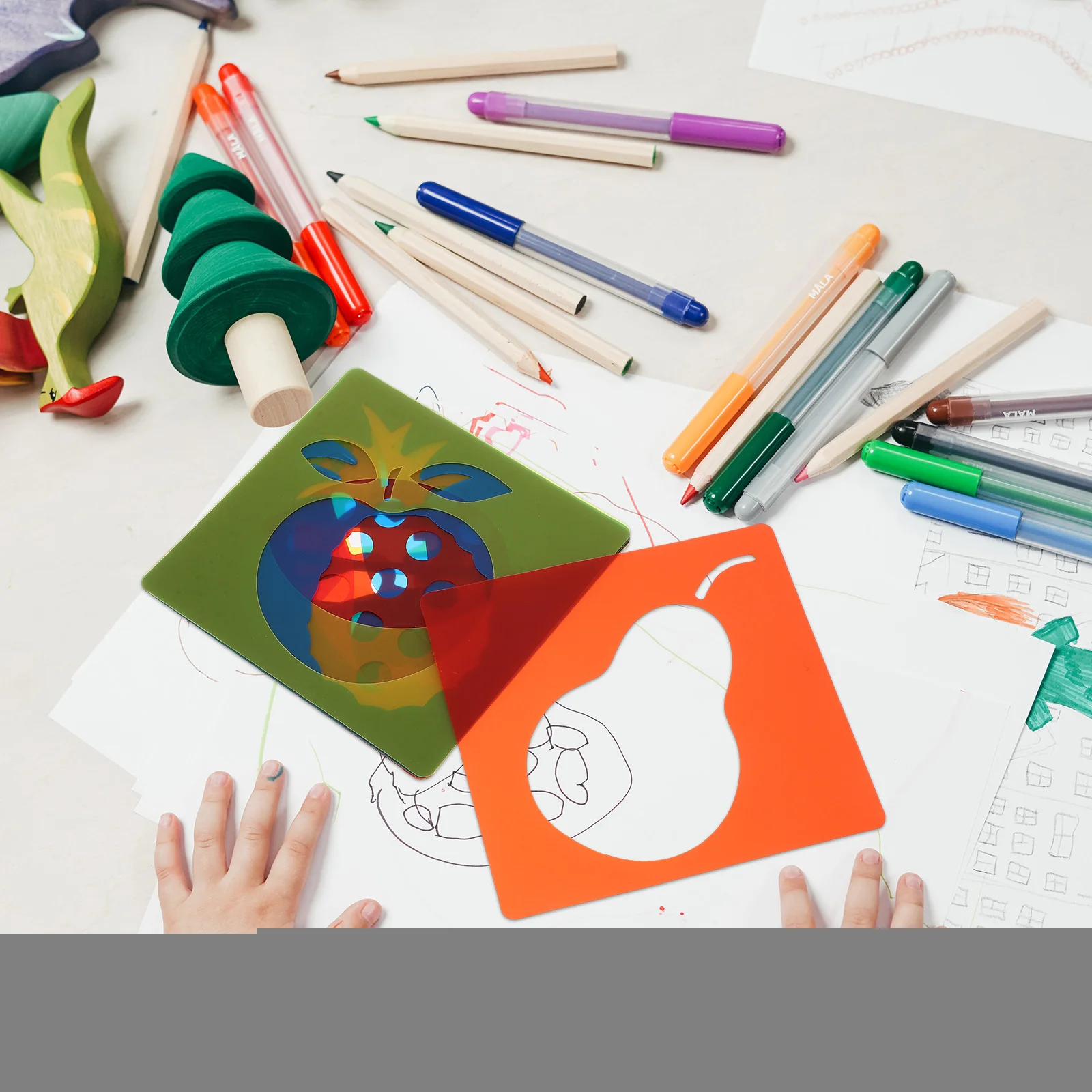 12 Pcs Drawing Template Geometric Stencils Mold Plastic Kids Pp Paint Painting for