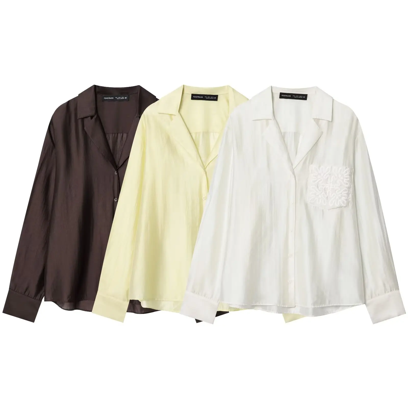 

European and American style 2025 early autumn new embroidered pocket decoration fashionable versatile long-sleeved casual shirt