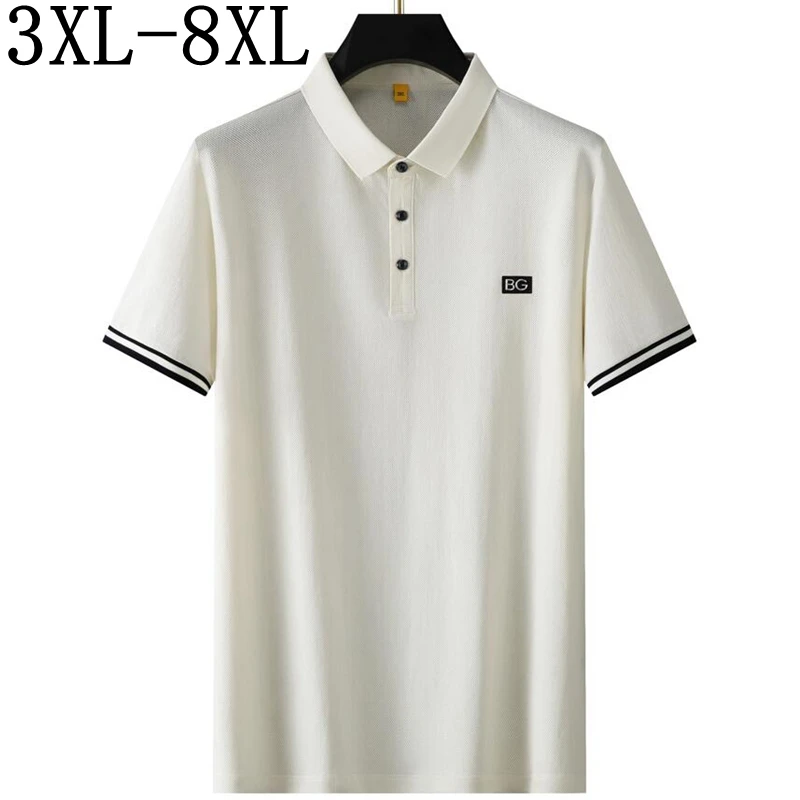 

8XL 7XL 6XL 2024 New Summer High End 100% Cotton Breathable Shirts For Men Casual Mens Polo Shirt Short Sleeve Lapel Polos Homme