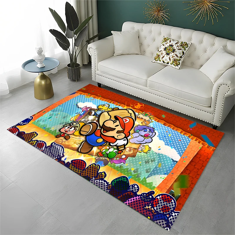 3D Cute Cartoon M-Mario Bros Game Non-Slip Area Rug for Living Room Bedroom Playroom,Carpet Floor Mat for Home Decor Holiday