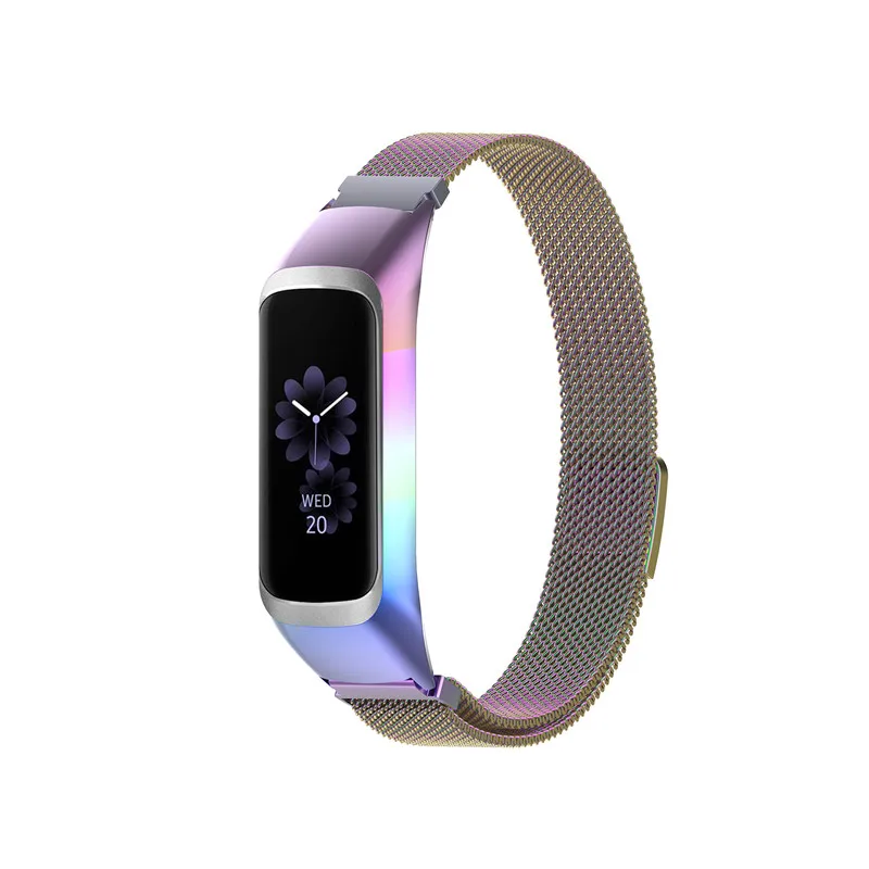Breathable Mesh Loop Strap For Samsung Galaxy Fit 2 Band Replacement Stainless Steel Wristband For Fit2 R220 Bracelet