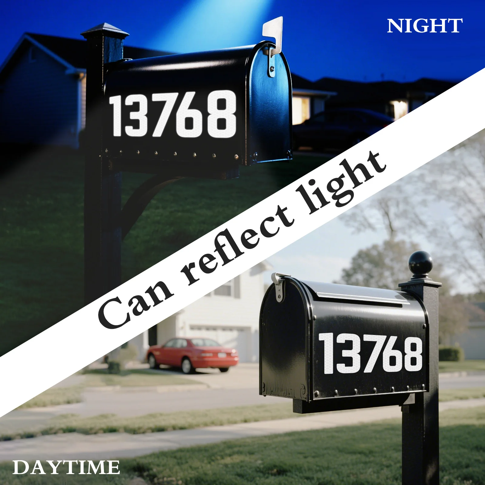 70Pcs Reflective House Number Stickers, Self Adhesive Vinyl Mailbox Numbers