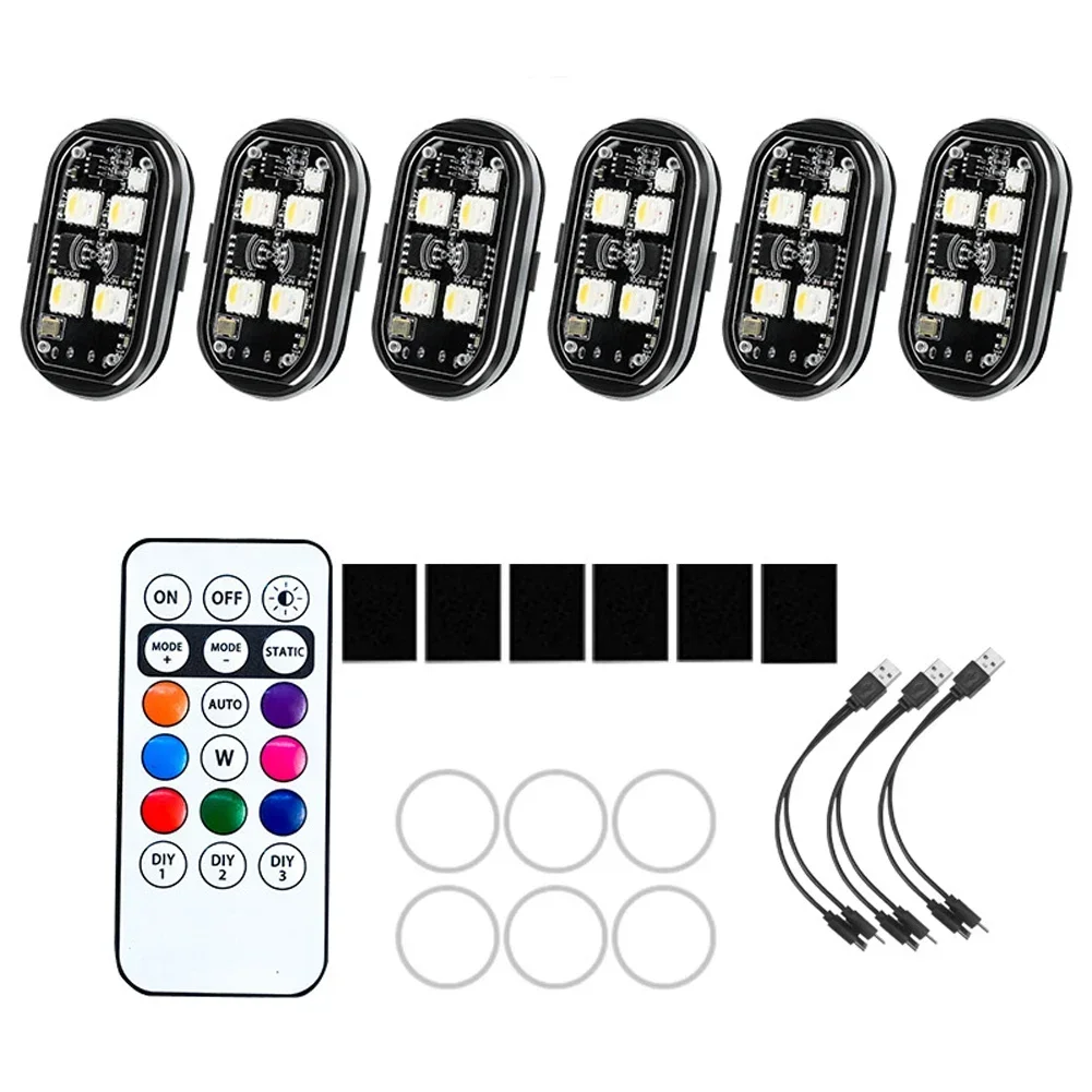 Drahtlose Licht Flugzeug Flugzeug Hubschrauber Warnleuchten RGB Led Strobe Lichter Motorrad Lichter LED-Blitz mit USB Lade