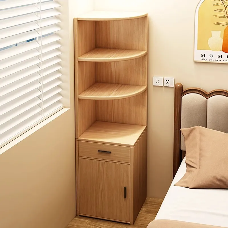 LH solid wood corner cabinet corner rack living room bedroom triangle bookcase that does not take up space