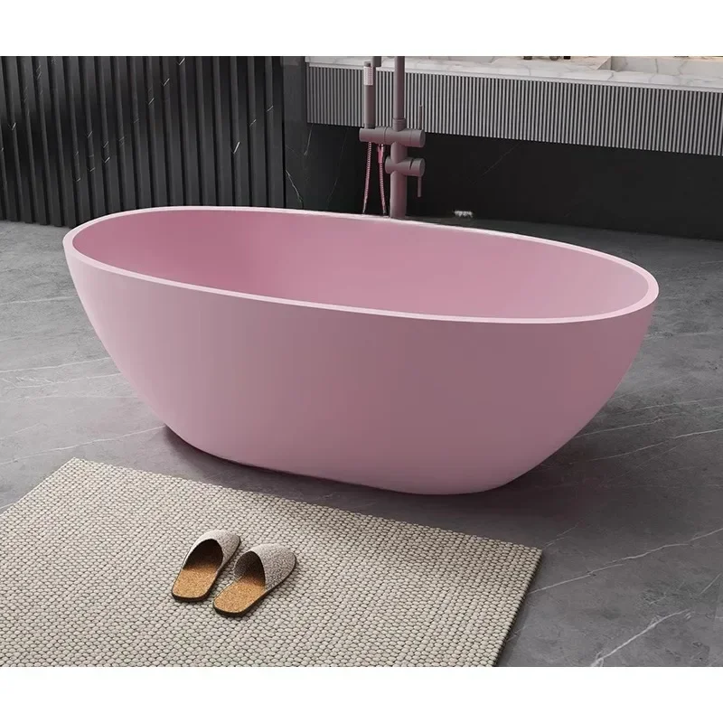

Cross-border Artificial Stone Household Independent Integrated Double Hotel Oval Bathtub