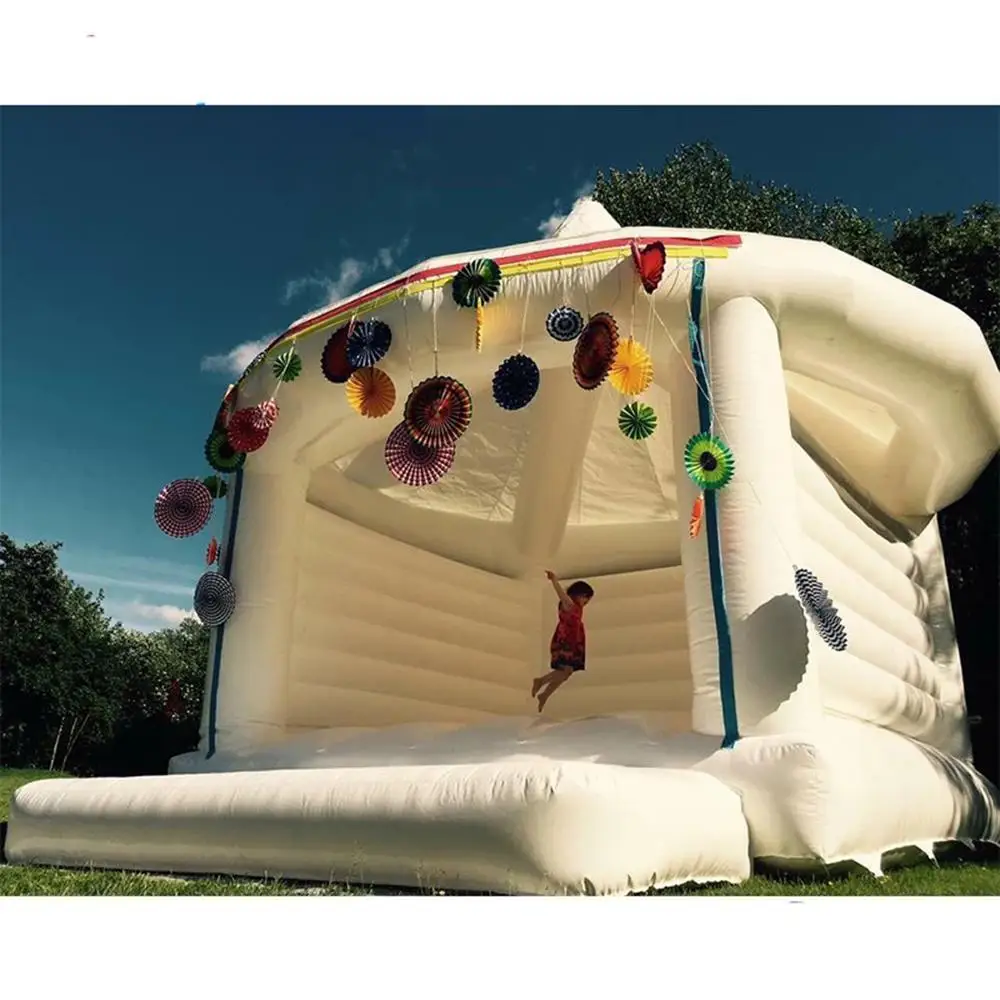 Tente de Saut Gonflable pour Enfants et Adultes, Château de Rebond Blanc Commercial, Maison Rebondisnoyaux pour ixde Mariage