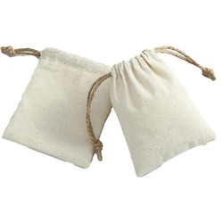 10pcs White Drawstring Cotton Bags Muslin Pouches For Jewelry Packaging Gift Candy Wedding Party Favors Storage Home Decor