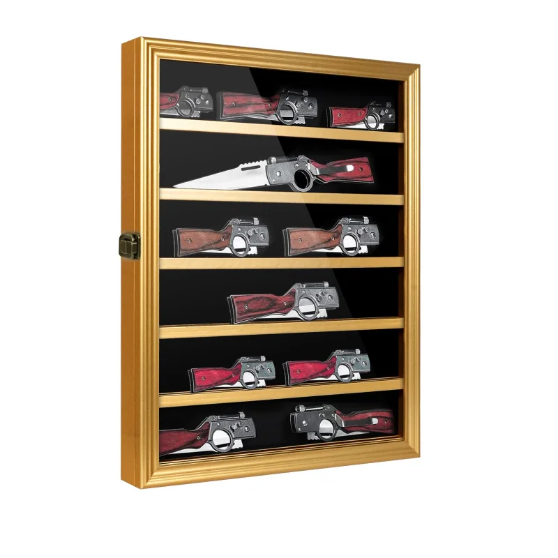 Custom.1pc RISYYRY Wooden Display Knives - Lockable Glass Door Cabinet, Wall-Mount & Tabletop Organizer Of