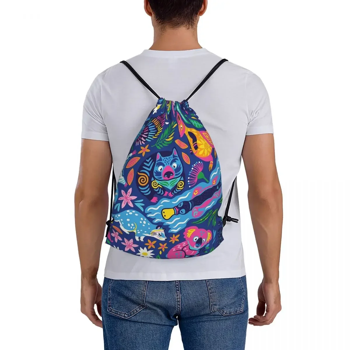 Mochilas decorativas de animales australianos, bolsas portátiles con cordón, paquete de cordón, bolsa deportiva de bolsillo, bolsa de libros para la escuela de viaje