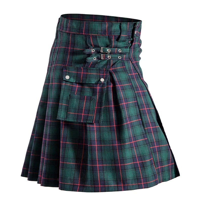 

Traditional High Waist Plaid i ort Skirt for Men Stage Performance High Waist Cake Skirt Polyester Cotton Blend mid ...