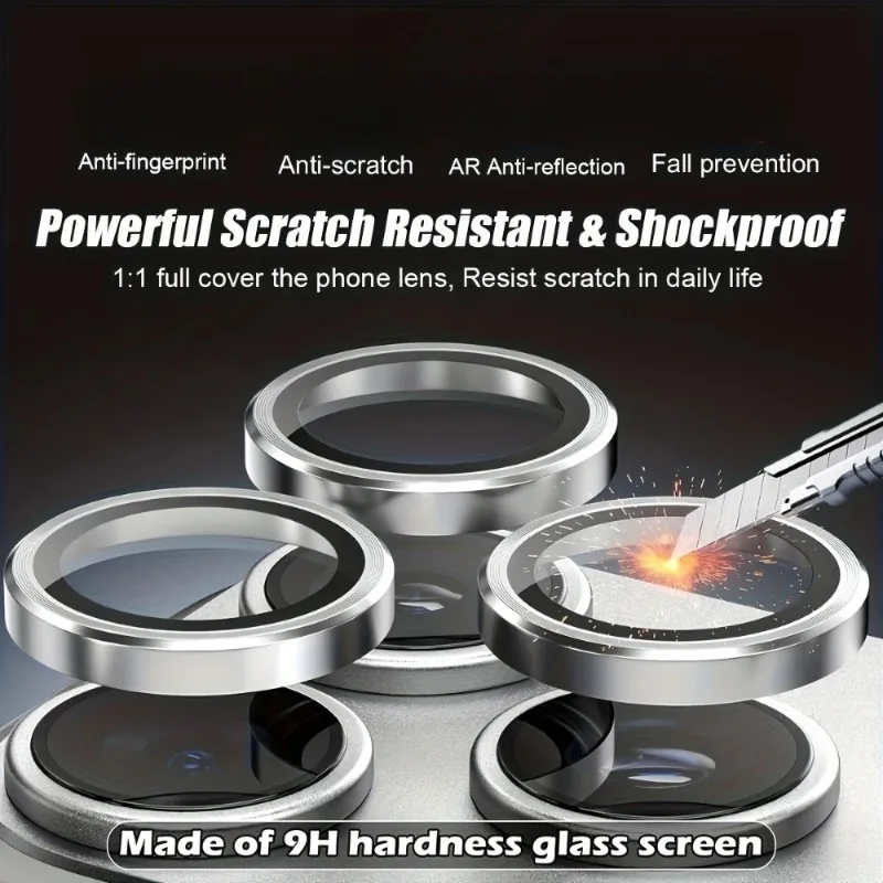 1Set Scratch-Resistant Ultra-Clear Tempered Glass Camera Lens Protector - for iPhone 17 16 15 14 13 12 11 Pro Max Perfect Fit view 5