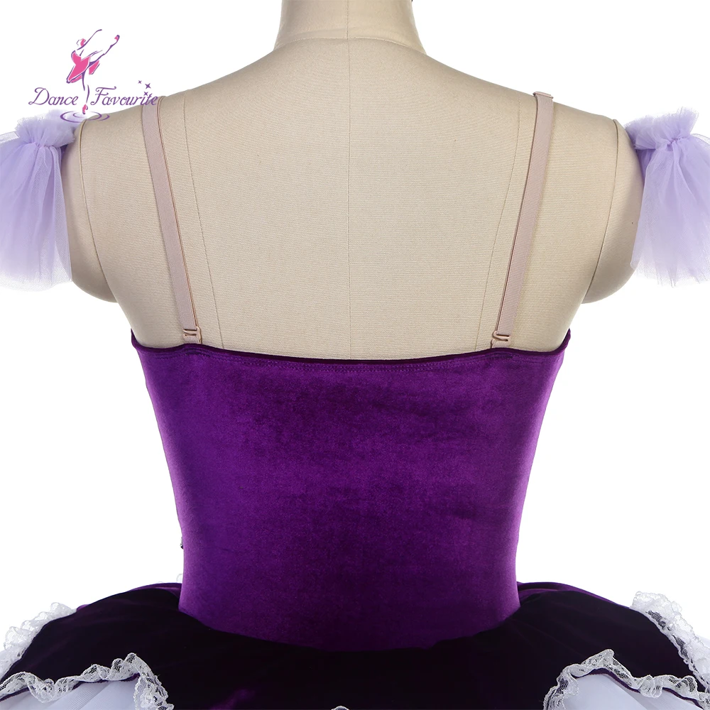 25002 Fioletowy aksamitny top z białym tiulowym baletem Tutu Kostiumy do tańca Tutu Kostium do tańca
