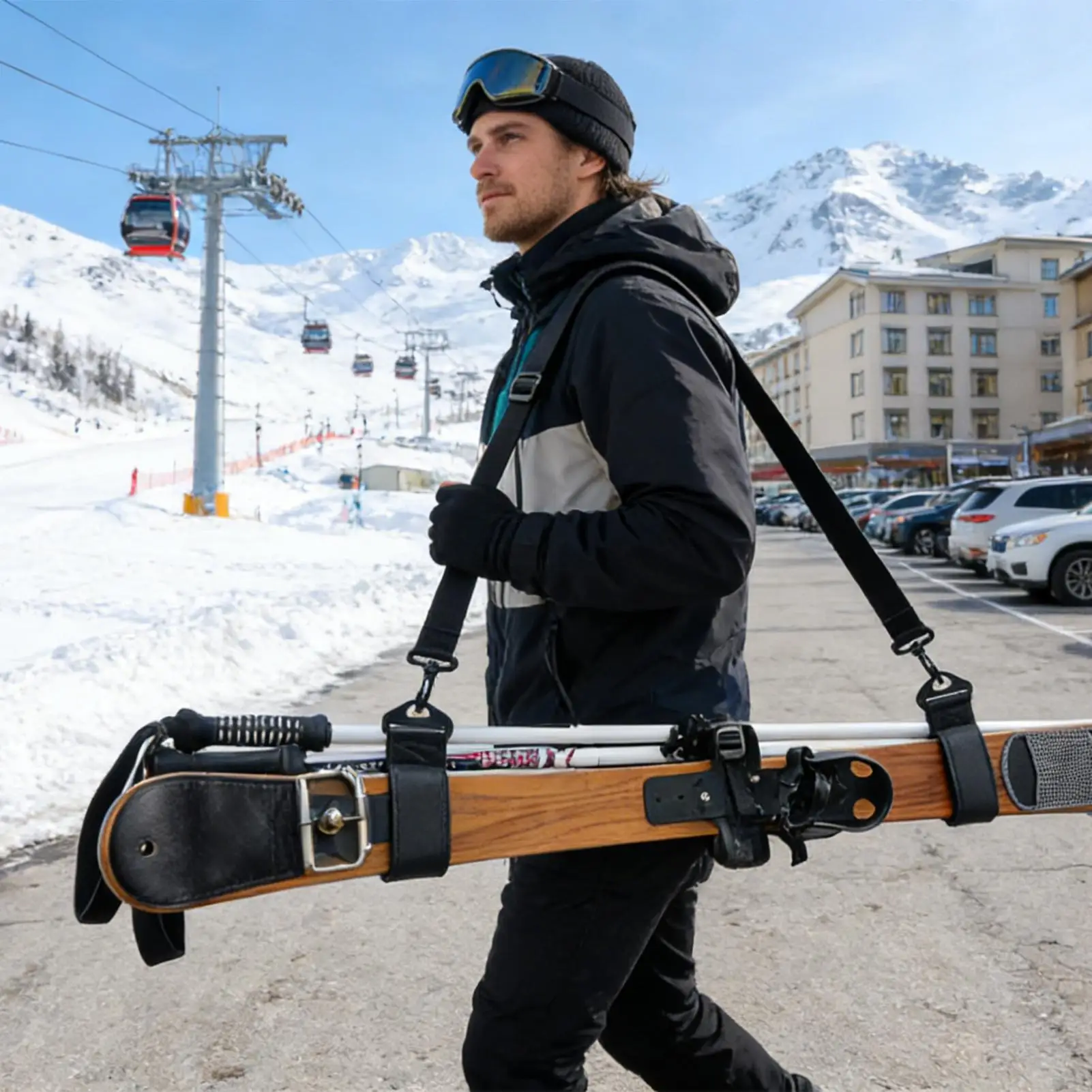 

Ремни для переноски лыж, регулируемые, портативные, с противоскользящим покрытием, держатели для лыжных палок, клипсы для начинающих лыжников, для катания на лыжах, сноуборде, беговольном спуске
