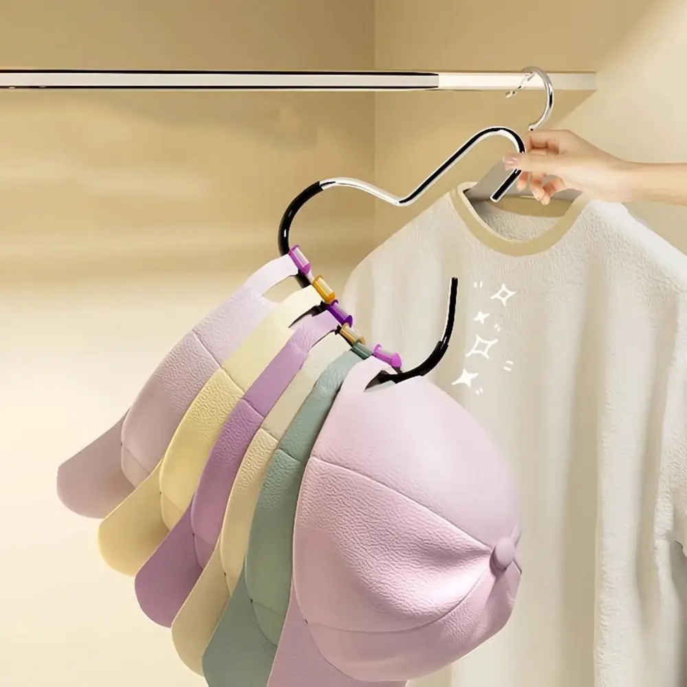 Cintre de chapeau de placard en acier au carbone, 5 pièces, pratique, gain de place, antidérapant, pour casquette de Baseball, support de 8 chapeaux, crochet de rangement pour la maison