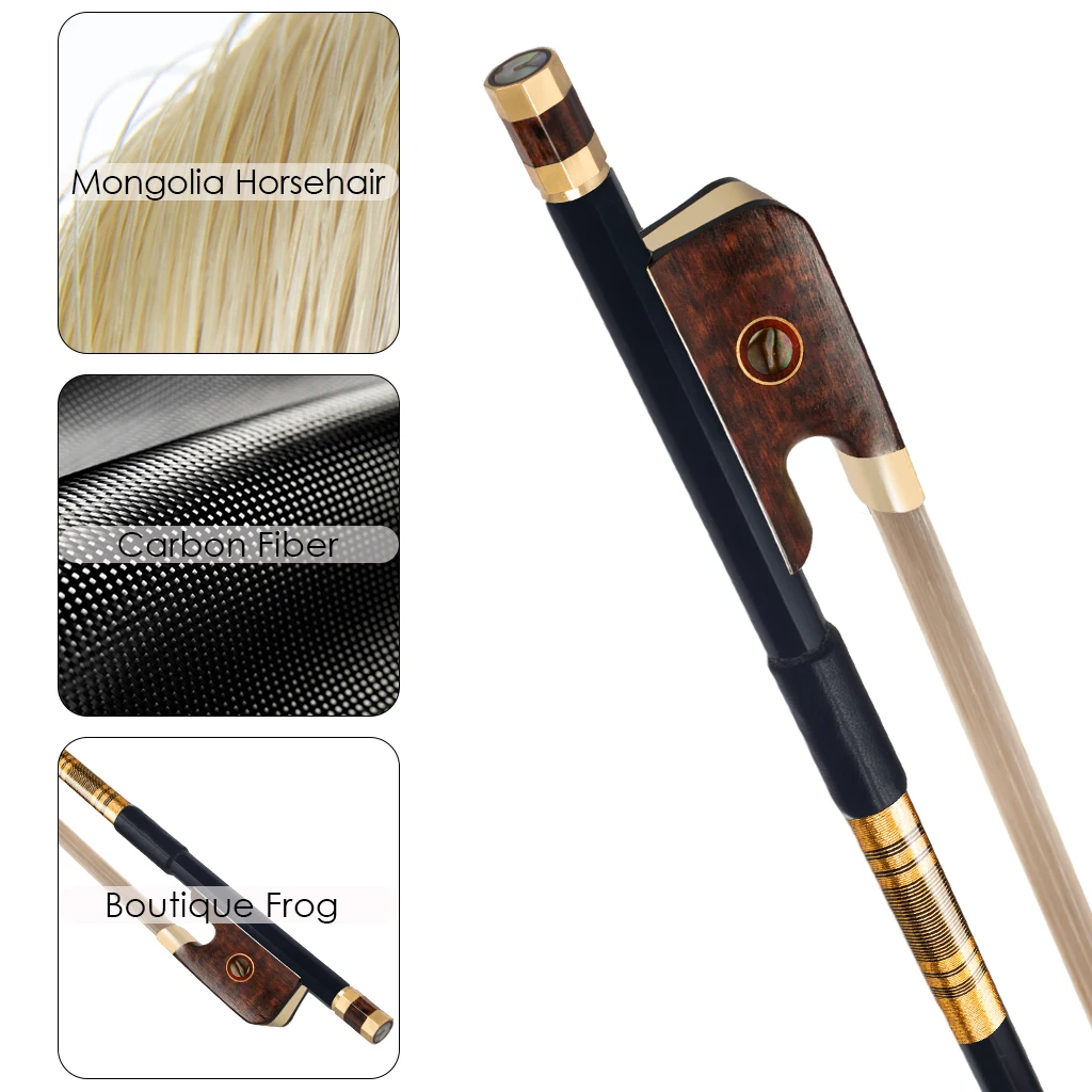 4/4 Size Cello Bow MASTER Pure Carbon Fiber CELLO  Golden Fittings TOP CF Performance Lightweight Fast Response