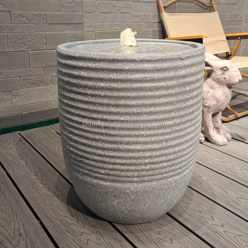 

Large Solar-Powered Resin Water Fountain with LED Light for Home and Yard Garden Decor Small MOQ