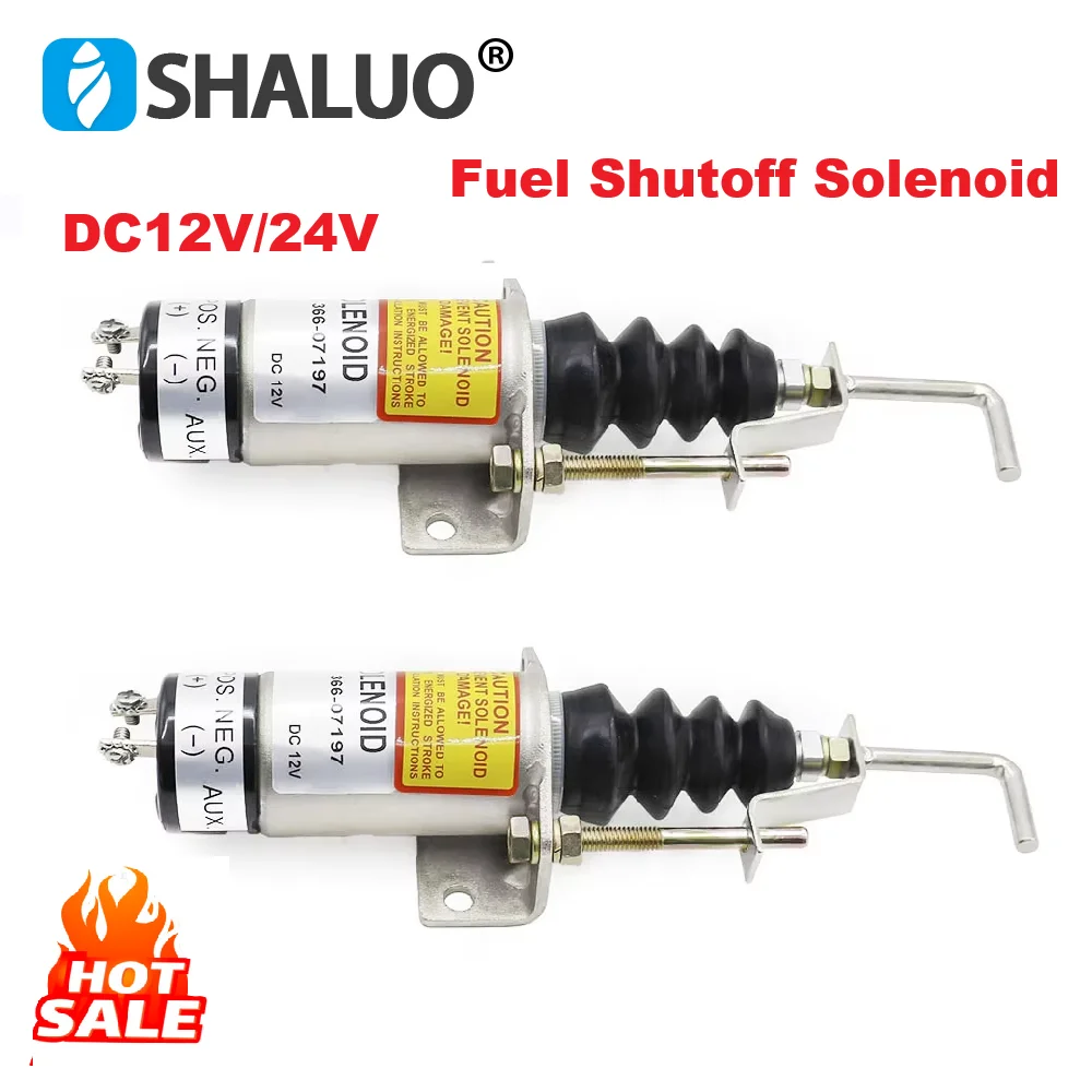 366-07197 Fuel Shutoff Solenoid SA-3405-T 1502-12C7U2B2S1 Stop Solenoid Valve DC12V 24V For Lister Petter Diesel Engine Parts