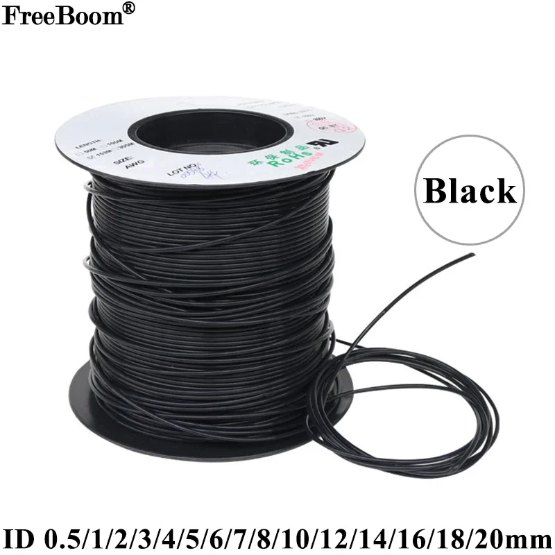 

1M Black PTFE Tube ID 0.5 1 2 2.5 3 4 5 6 7 8 10 12 14 16 18 20 mm For 3D Printer Parts Pipe F46 Insulated Hose Rigid Pipe 600V